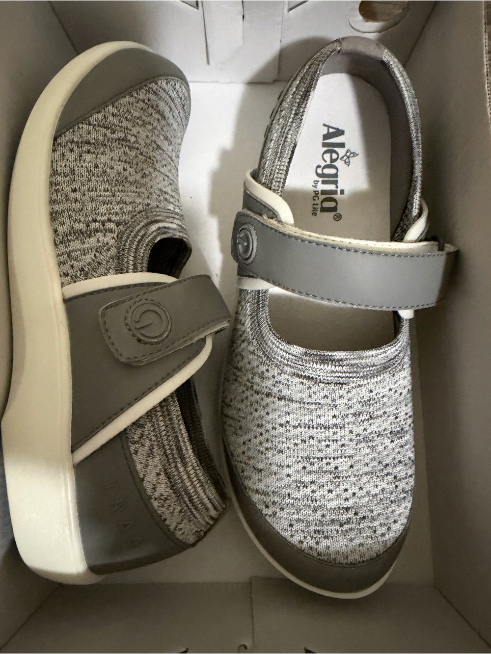 Alegria Women's Gray Knit Mary Jane Slip-On